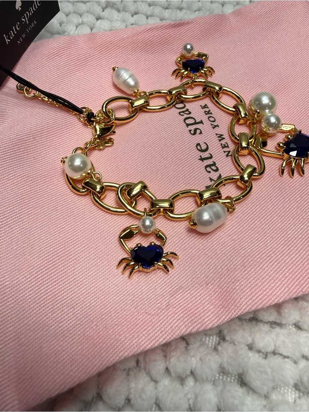 Kate Spade Claws Out Charm Bracelet Blue Multi KC768 NWT Pearl Crab Bracelet - Picture 4 of 9